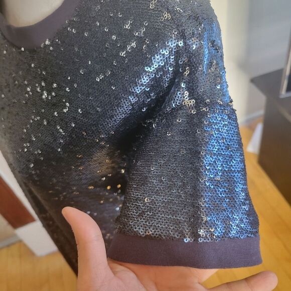 Anthropologie Moulinette Soeurs Sequin Blue Dress Size XS Oversized - Picture 5 of 8